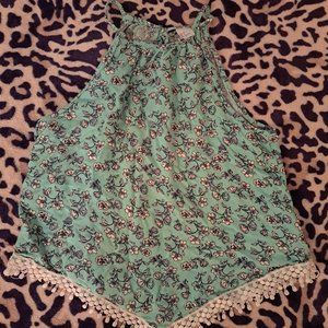 Beautiful Green Floral Top Size S